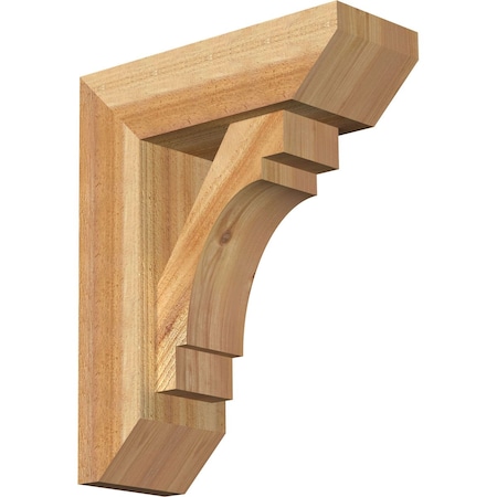 Ekena Millwork Merced Slat Rough Sawn Bracket w/ Offset Brace, Western Red Cedar, 6"W x 16"D x 20"H BKT0604X16X20MRC06RWR
